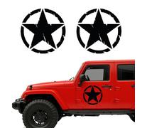 Autodomy Pack de 2 Adhesivos Estrella Militar Pegatina | Pegatinas con Estrella Militar | Coche Pegatina 4x4 Off Road Todoterreno | Pegatinas Coche Exterior (Negro, 15 cm)