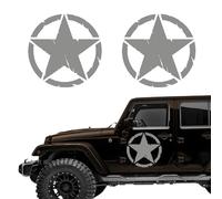 Autodomy Pack de 2 Adhesivos Estrella Militar Pegatina | Pegatinas con Estrella Militar | Pegatina Coche 4x4 Off Road Todoterreno | Pegatinas Coche Exterior (Plata, 25 cm)