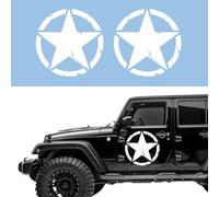 Autodomy Pack de 2 Adhesivos Estrella Militar Pegatina | Pegatinas con Estrella Militar | Pegatina Coche 4x4 Off Road Todoterreno | Pegatinas Coche Exterior (Blanco, 20 cm)