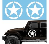 Autodomy Pack de 2 Adhesivos Estrella Militar Pegatina | Pegatinas con Estrella Militar | Pegatina Coche 4x4 Off Road Todoterreno | Pegatinas Coche Exterior (Blanco, 10 cm)