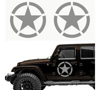 Autodomy Pack de 2 Adhesivos Estrella Militar Pegatina | Pegatinas con Estrella Militar | Pegatina Coche 4x4 Off Road Todoterreno | Pegatinas Coche Exterior (Plata, 15 cm)