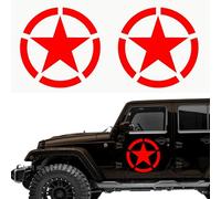 Autodomy Pack de 2 Adhesivos Estrella Militar Pegatina | Pegatinas con Estrella Militar | Pegatina Coche 4x4 Off Road Todoterreno | Pegatinas Coche Exterior (Rojo, 10 cm)