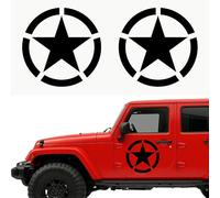 Autodomy Pack de 2 Adhesivos Estrella Militar Pegatina | Pegatinas con Estrella Militar | Pegatina Coche 4x4 Off Road Todoterreno | Pegatinas Coche Exterior (Negro, 15 cm)
