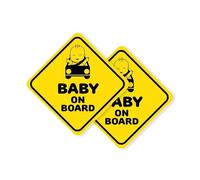 Autodomy Pegatina Bebe a Bordo Coche Pack 2 Unidades Uso Interno | Pegatinas Baby On Board 10x10 cm | Visibilidad a Gran Distancia | Aplicación Sencilla