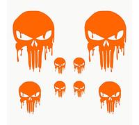 Autodomy Pegatinas Calaveras Punisher Pack de 8 Unidades | Pegatinas Coche Exterior el Castigador | Vinilo Calavera Derretido | Adhesivos para Moto y Casco (Naranja)