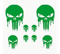 Autodomy Pegatinas Calaveras Punisher Pack de 8 Unidades | Pegatinas Coche Exterior el Castigador | Vinilo Calavera Derretido | Adhesivos para Moto y Casco (Verde)