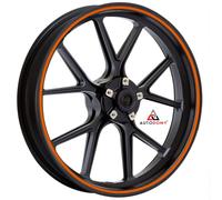 Autodomy | Pegatinas Llantas Moto Juego Completo para 2 Llantas de 15" a 19" Pulgadas | Adhesivos Llanta Moto Resistentes a la Lluvia, Sol, Grasa, Aceite (Naranja, Ancho 7 mm)