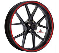 Autodomy | Pegatinas Llantas Moto Juego Completo para 2 Llantas de 15" a 19" Pulgadas | Adhesivos Llanta Moto Resistentes a la Lluvia, Sol, Grasa, Aceite (Rojo, Ancho 7 mm)