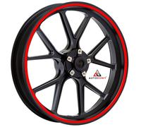 Autodomy | Pegatinas Llantas Moto Juego Completo para 2 Llantas de 15" a 19" Pulgadas | Adhesivos Llanta Moto Resistentes a la Lluvia, Sol, Grasa, Aceite (Rojo, Ancho 10 mm)