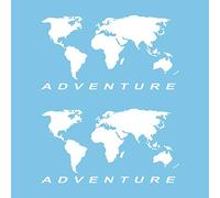 Autodomy Pegatinas Mapa Mundo Globo Terráqueo Adventure Off Road Todoterreno 4x4 30x16 cm | Pack 2 Unidades Pegatinas Coche Exterior | Stickers para Maleteros Moto