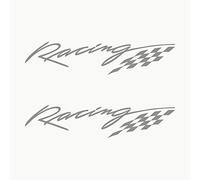 Autodomy Pegatinas Racing Sport Tuning JDM | 20x4,5 cm | Pack 2 Unidades | Pegatinas para Coche Exterior | Vinilos para Coche y Moto Resisten la Lluvia y el Sol | Color Plata