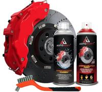 Autodomy Pintura para Pinzas de Freno Anticalorica 400ml Resistente a Altas Temperaturas | Pintura Pinzas de Freno Coche y Moto + Limpia Frenos Spray + Cepillo de Acero con Cerdas