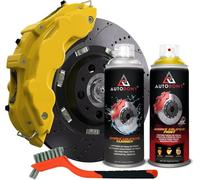 Autodomy Pintura para Pinzas de Freno Anticalorica 400ml Resistente a Altas Temperaturas | Pintura Pinzas de Freno Coche y Moto + Limpia Frenos Spray + Cepillo de Acero con Cerdas