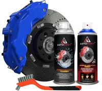 Autodomy Pintura para Pinzas de Freno Anticalorica 400ml Resistente a Altas Temperaturas | Pintura Pinzas de Freno Coche y Moto + Limpia Frenos Spray + Cepillo de Acero con Cerdas