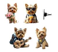 Autoduft - Hundedesign | Duftclip - 2D Acrylic Solid Scent Diffuser - 4 Stück Hund Lufterfrischer für Auto Arbeitsplatz Küche LKW AC Trailer SUV Weiß Geruchsentferner Dekoration 4er Pack