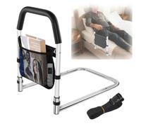 Autofather Barrera de cama para personas mayores, barandilla de cama con bolsillos de almacenamiento y asas laterales extraíbles, barandilla de cama con una capacidad de carga de 150 kg, adecuado para