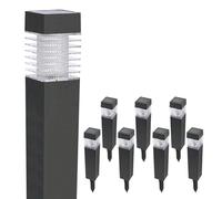 AUTOFigure Luz de jardín Solar al Aire Libre, Mini Luces de Pila Solar, IP65 Impermeables Luces básicas de césped Solar para Pathway Patio Yard Garden,White Light-8Pcs