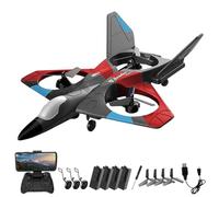 AUTOFigure Remote Control Airplane V27 2.4GHz RC Aviones con Luces Led, 3 Baterías De Repuesto, 4 Hélices De Repuesto Principiantes Y Adultos-Red 4k Aerial Photography||4Pcs Battery