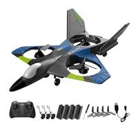 AUTOFigure Remote Control Airplane V27 2.4GHz RC Aviones con Luces Led, 3 Baterías De Repuesto, 4 Hélices De Repuesto Principiantes Y Adultos-Blue No Aerial Photography||4Pcs Battery