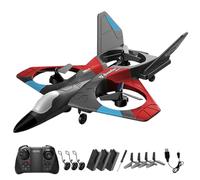 AUTOFigure Remote Control Airplane V27 2.4GHz RC Aviones con Luces Led, 3 Baterías De Repuesto, 4 Hélices De Repuesto Principiantes Y Adultos-Red No Aerial Photography||4Pcs Battery