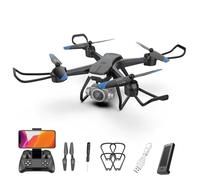 AUTOFigure V14 Telecomando Aereo con Telecamera 1080P, Motore Senza Spazzole, Modalità Sensore Di Gravità, 3D Flips, Controllo App, Volo In Traiettoria-Black||4 Pcs Battery