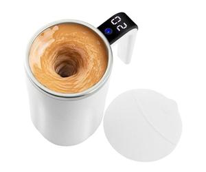 Autofrotante - Taza mezcladora eléctrica automática con agitador recargable y pantalla de temperatura, taza de café de viaje para el hogar, oficina, cocina, camping, exteriores e interiores 380 ml