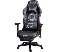 AutoFull Graffiti - Silla de Oficina ergonómica, oscilación Ajustable, Resistente al Desgaste, de Piel sintética súper Suave, con Bordado, Soporte Lumbar y reposapiés, Color Morado