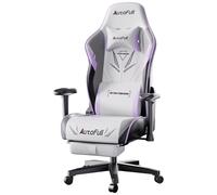 AutoFull Silla Gaming con Cojín de Asiento Más Ancho Silla Gamer Ergonómica con Reposapiés, Altura del Asiento y Respaldo Inclinable Ajustable, Reposacabezas y Soporte Lumbar, Blanco