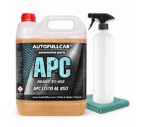 AutoFullCar APC Listo al Uso 5 Litros, Limpiador Multiusos Coche, Limpieza Carrocería Llantas Interior Textil Motor, Uso Directo Sin Diluir, Incluye Botella con Difusor y Bayeta Microfibra