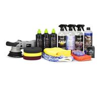 AutoFullCar - CERAMIC POLISH KIT FullCarX | Pulido y Tratamiento Cerámico Profesional 9H | Descontaminado, Pulido 3 Fases, Pulidora Roto-Orbital 21mm, Claybar, IPA, Microfibras