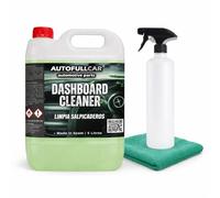 AutoFullCar Dashboard Cleaner 5 litros, Limpia Salpicaderos Coche, Limpieza Interior Plásticos Consola Puertas, Acabado Brillo, Repele Polvo, Incluye Botella con Difusor y Bayeta Microfibra