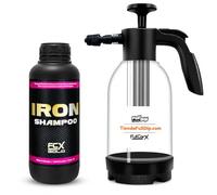 AutoFullCar FullCarX Gold Iron Shampoo Champu Descontaminante Ferrico Coche 1L, Lavado Carroceria Llantas Ferodo Particulas Metalicas, Espuma Activa Snow Foam Detailing (Champú Férrico)