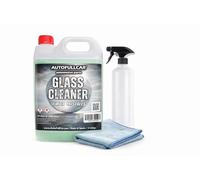 AutoFullCar Glass Cleaner 5 Litros, Limpiacristales Coche, Limpieza Parabrisas Espejos Ventanas, Secado Rápido, Brillo Duradero, Incluye Botella con Difusor y Bayeta Microfibra