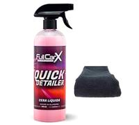 AutoFullCar - Kit Encerado FullCarX - CERA LÍQUIDA Quick Detail 750ml. + Bayeta Microfibra 30x30 | Alto Brillo, Efecto Instantáneo, Coating Protector, Realza Color Pintura Carrocería | Limpieza Coche