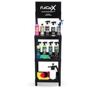 AutoFullCar - Kit Limpieza Coche Detailing FullCarX con Stand Expositor - Productos 750 ml para Interior y Exterior - Incluye Champú, Foam, Cera, Limpiadores, Accesorios y Microfibras