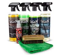 AutoFullCar Kit Limpieza Interior Coche FullCarX con Accesorios Detailing para Interiores Automóvil con Limpiador Piel Salpicaderos Cristales Textil Bayetas Microfibra Cepillo y Ambientador 100 ml