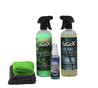 AutoFullCar - Kit Limpieza Interior Coche FullCarX Especial Fumadores - Limpia Salpicaderos 750ml - Limpia Tapicerías Textil 750ml - Ambientador Neutralizador Olores 100ml - 2 Bayetas Microfibra
