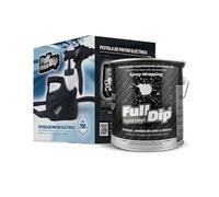 AutoFullCar - Kit Pintura Vinilo Líquido Full Dip - Formato 4 Litros + Pistola Eléctrica | Acabado Profesional y Removible | Fácil Aplicación | Coches, Motos (NEGRO, COMPACTO)