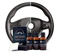 AutoFullCar - Kit Restaurador Volantes Cuero Negro FullCarX | Reparador Profesional para Volante de Piel | Incluye Tinte, Lija, Desengrasante, Sellante y Accesorios