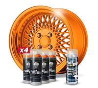 AutoFullCar - Pack 4 Sprays Full Dip Naranja Metalizado Brillo - 400 ml. Unidad