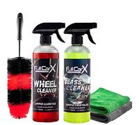 AutoFullCar Pack | Limpia Cristales 750ml | Limpia Llantas 750ml | Cepillo Limpia Llantas + REGALO Bayeta Pequeña y Mediana
