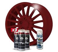 AutoFullCar - Pack Llantas - 3 Sprays Full Dip Rojo Cereza + 1 Spray de Barniz con Acabado Brillo - Vinilo Líquido de Fácil Aplicación - Wrapp