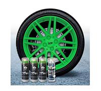 AutoFullCar - Pack Llantas - 3 Sprays Full Dip Verde Lima + 1 Spray de Barniz con Acabado Brillo - Vinilo Líquido de Fácil Aplicación - Wrapp