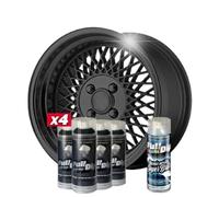 AutoFullCar - Pack Llantas - 4 Sprays Full Dip Hyperblack Metallic 1 de Barniz con Acabado Brillo - Vinilo Líquido de Fácil Aplicación - Wrapping