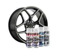 AutoFullCar - Pack Llantas - Full Colors By Full Dip - PINTURA ACRÍLICA PERMANENTE - Formato Spray 400 ml/u. - Contiene Aparejo, Pintura y Barniz Acabado Brillo o Mate (NEGRO BRILLO)
