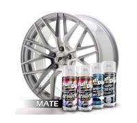 AutoFullCar - Pack Llantas - Full Colors By Full Dip - PINTURA ACRÍLICA PERMANENTE - Formato Spray 400 ml/u. - Contiene Aparejo, Pintura y Barniz Acabado Brillo o Mate (ALUMINIO METALIZADO MATE)