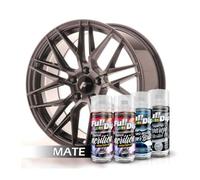 AutoFullCar - Pack Llantas - Full Colors By Full Dip - PINTURA ACRÍLICA PERMANENTE - Formato Spray 400 ml/u. - Contiene Aparejo, Pintura y Barniz Acabado Brillo o Mate (HYPERBLACK METALIZADO MATE)