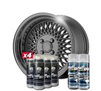 AutoFullCar - Pack Llantas - Full Dip - Antracita Metalizado Con Extra Brillo - 4 Sprays Antracita Metalizado 2 Sprays Acabado Brillo - Vinilo Líquido - 400 ml. Unidad