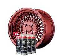AutoFullCar - Pack Llantas Vinilo Líquido FULL DIP - 4 Sprays - 400 ml. Unidad - Acabado Mate - Válido Para Llantas De 15 a 18 Pulgadas (ROJO METALIZADO)