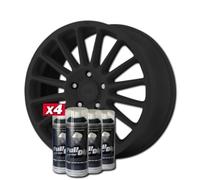 AutoFullCar - Pack Llantas Vinilo Líquido FULL DIP - 4 Sprays - 400 ml. Unidad - Acabado Mate - Válido Para Llantas De 15 a 18 Pulgadas (NEGRO)